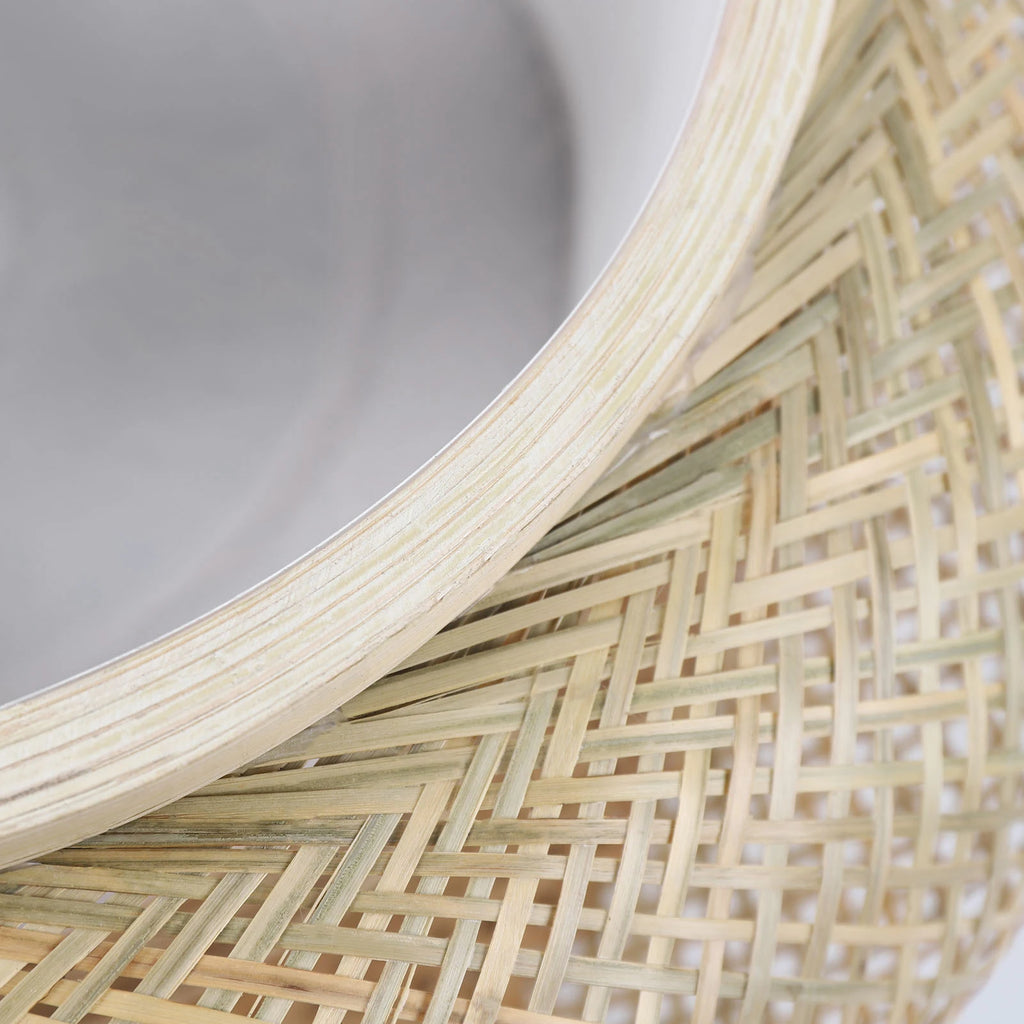 Fonott Bambusz Függő Lámpa – Rattan Hatású LED Nappaliba és Étkezőbe