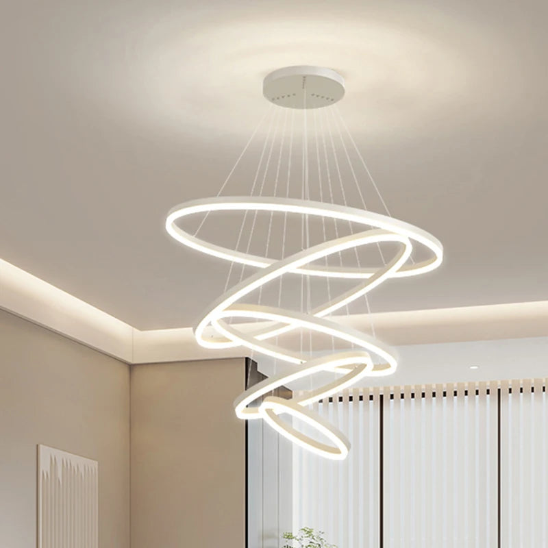 Többgyűrűs Modern LED Függesztő Csillár – 4–5 Gyűrű Nappaliba