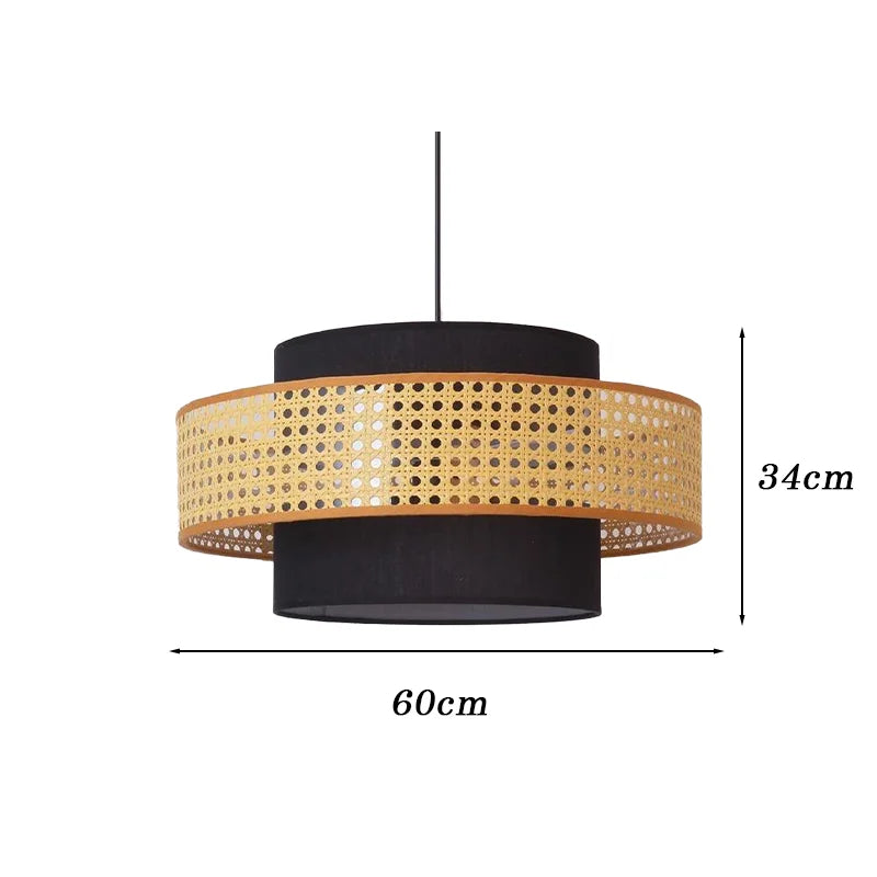 Vintage Rattan Fonott Függő Lámpa – Meleg Fehér LED Nappaliba és Étkezőbe