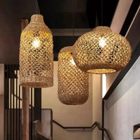 Retro Bambusz Rattan Függő Lámpa – Japán Lanternes Stílus Nappaliba