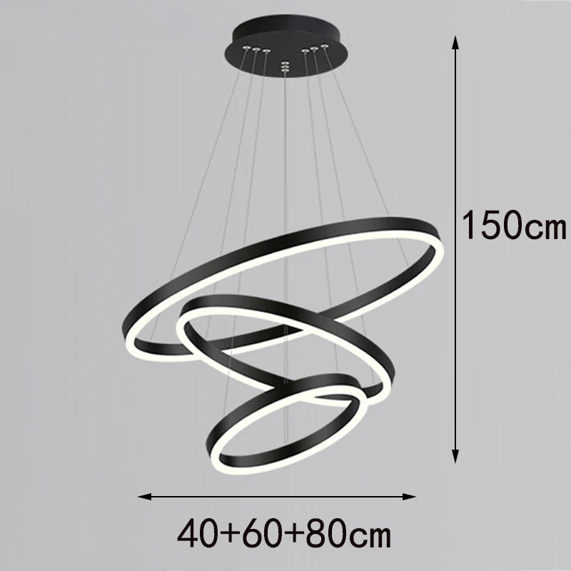 Többgyűrűs Modern LED Függesztő Csillár – 4–5 Gyűrű Nappaliba