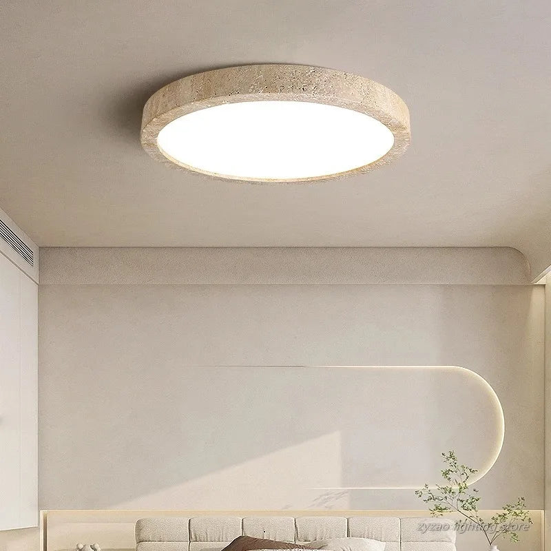 Travertin Kő LED Mennyezeti Lámpa – Wabi-Sabi Nordic Plafon
