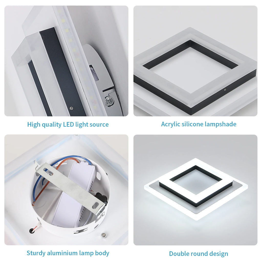 Négyzetes Akril LED Mennyezeti Lámpa – 20 cm 24W Hálószobába