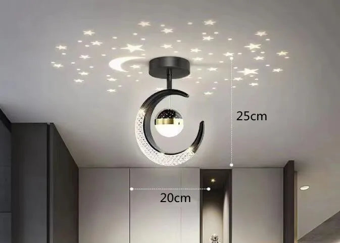Hold Csillag LED Mennyezeti Lámpa – Arany Fekete Loft Design