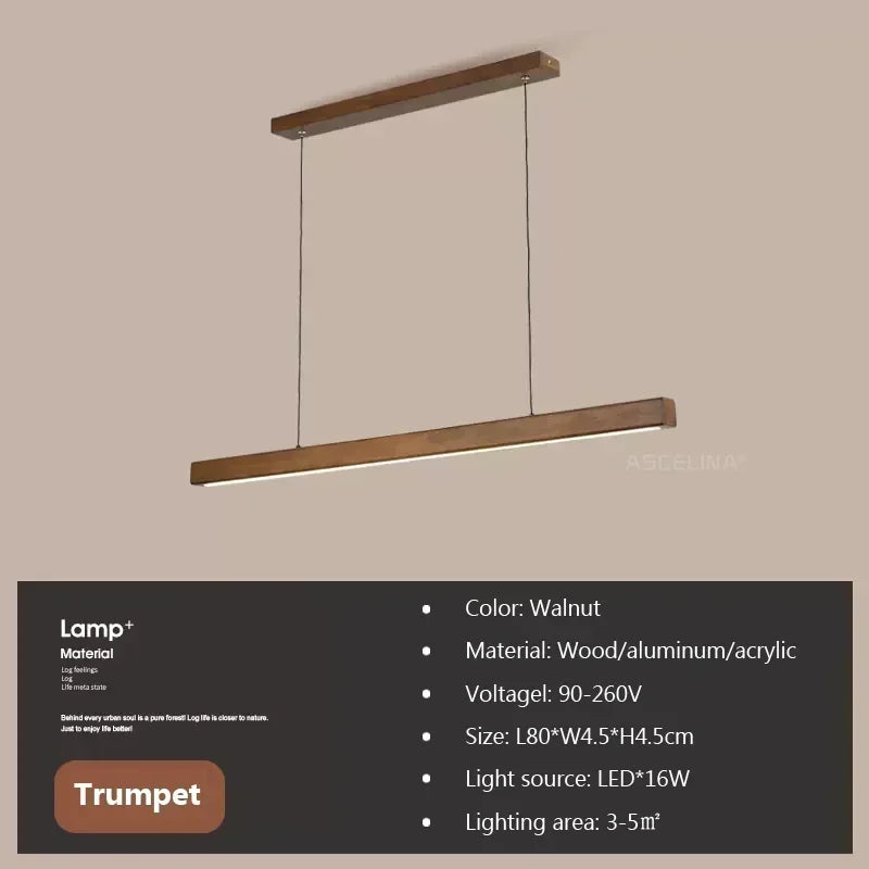 Fa Rúd LED Csillár – Étkezőasztal Függő Lámpa 80–120 cm