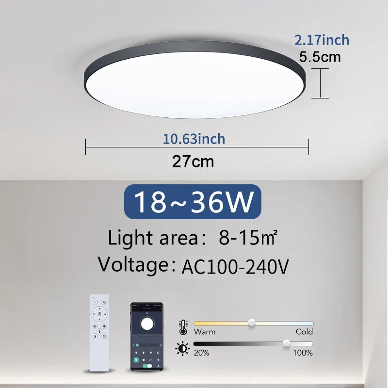 Okos Nagy LED Mennyezeti Lámpa – Távirányítós, Dimmelhető 36–80W