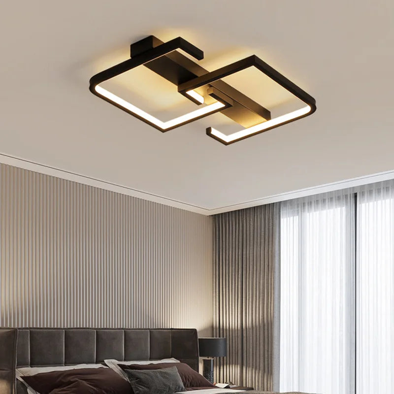 Fekete Dimmelhető LED Mennyezeti Lámpa – Távirányítós Modern Design