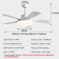5 Lapátos DC Mennyezeti Ventilátor Lámpával – 48W LED, Nagy Nappaliba