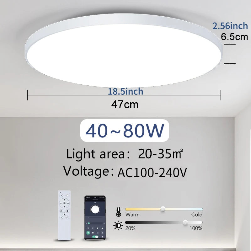 Okos Nagy LED Mennyezeti Lámpa – Távirányítós, Dimmelhető 36–80W
