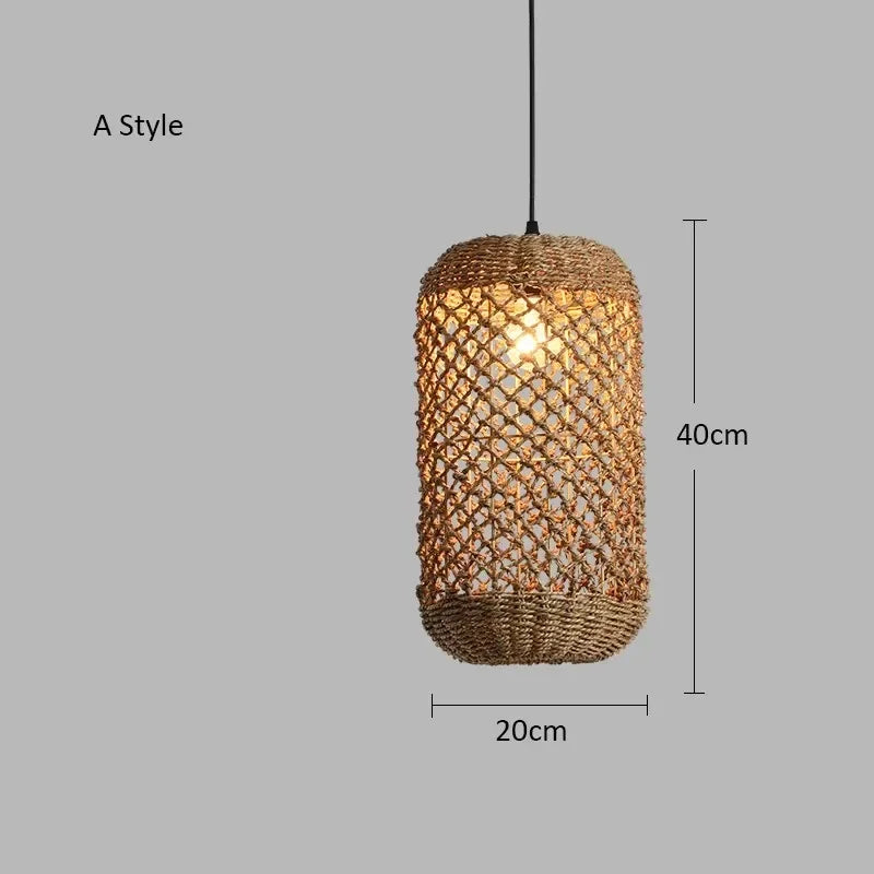 Retro Bambusz Rattan Függő Lámpa – Japán Lanternes Stílus Nappaliba