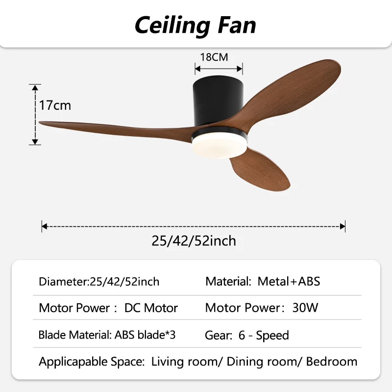 3 Lapátos DC Mennyezeti Ventilátor Lámpával – Alacsony Mennyezethez