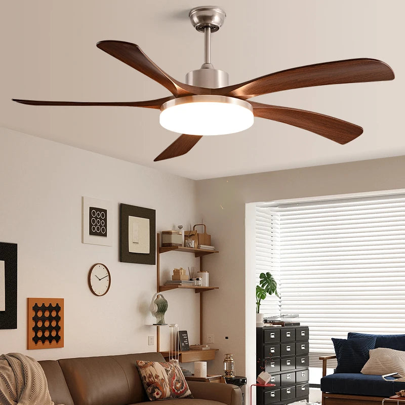 5 Lapátos DC Mennyezeti Ventilátor Lámpával – 48W LED, Nagy Nappaliba