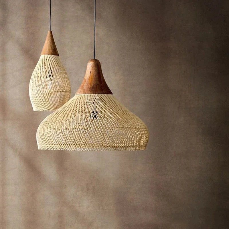 Rattan Függesztő Lámpa – Japán Stílusú Vintage LED E27