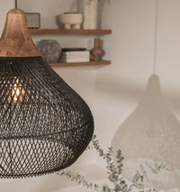 Nagy Rattan Kosár Csillár – Kézzel Font Boho Függő Lámpa Konyhába