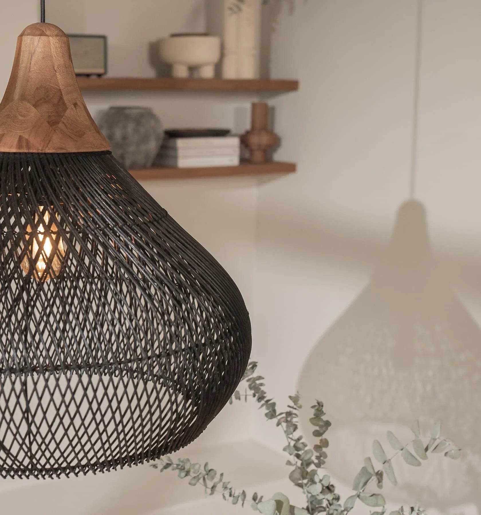 Nagy Rattan Kosár Csillár – Kézzel Font Boho Függő Lámpa Konyhába