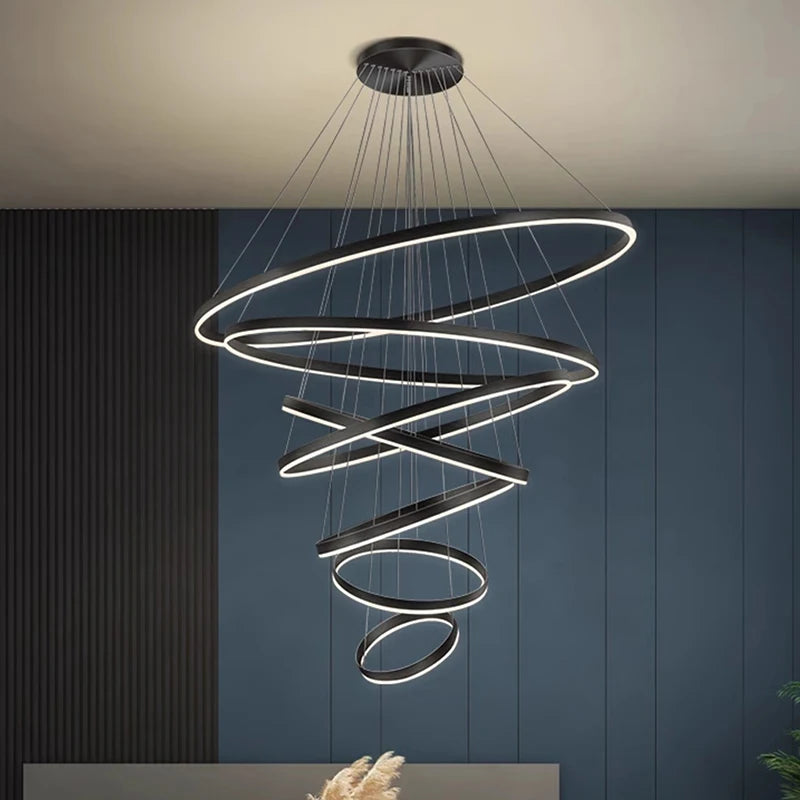 Többgyűrűs Modern LED Függesztő Csillár – 4–5 Gyűrű Nappaliba