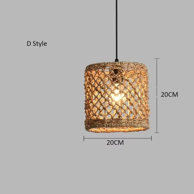 Retro Bambusz Rattan Függő Lámpa – Japán Lanternes Stílus Nappaliba