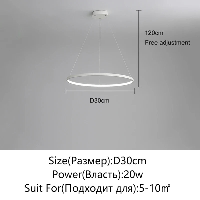 Modern Kerek LED Függesztő Lámpa – Fekete és Fehér Minimalista