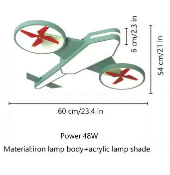 Repülős Gyerekszobai Mennyezeti Lámpa – LED Ventilátor Lámpával, Kék/Zöld/Rózsaszín