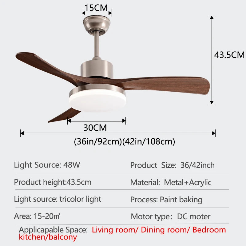 Modern DC Mennyezeti Ventilátor Lámpával – Erős Légmozgás, Távirányítóval