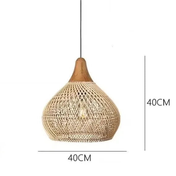 Nagy Rattan Kosár Csillár – Kézzel Font Boho Függő Lámpa Konyhába
