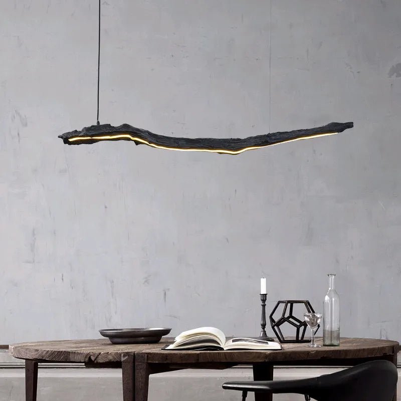 Nordic LED Szalagcsillár – Wabi-Sabi Design Függőlámpa Étterembe és Irodába