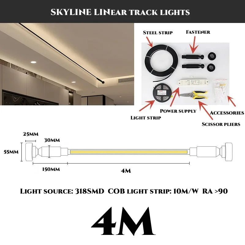 DIY LED Vonalás Lámpa – Modern Minimalista Fénysáv Mennyezetre