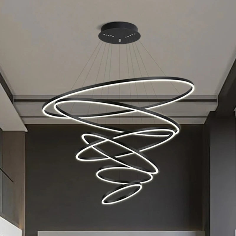 Többgyűrűs Modern LED Függesztő Csillár – 4–5 Gyűrű Nappaliba