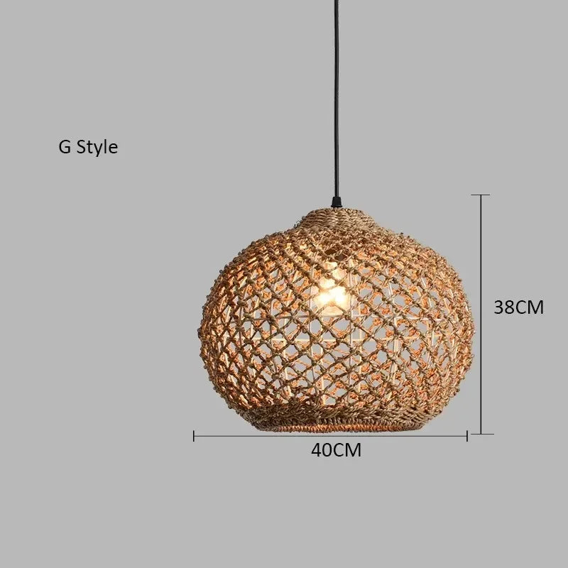 Retro Bambusz Rattan Függő Lámpa – Japán Lanternes Stílus Nappaliba