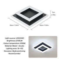 Négyzetes Akril LED Mennyezeti Lámpa – 20 cm 24W Hálószobába