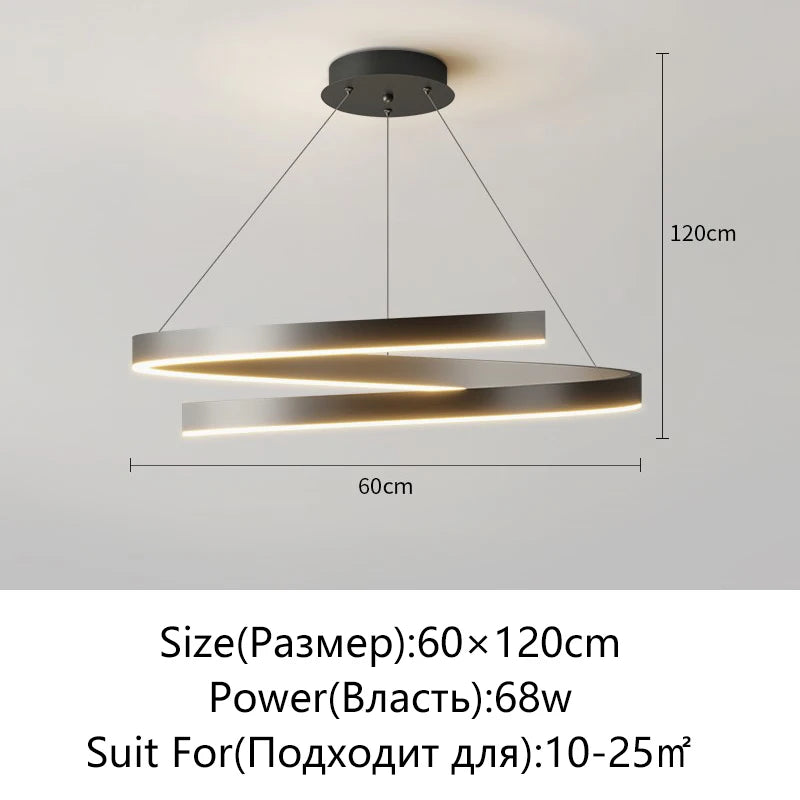 Spirál Csillár Fekete/Fehér – Dimmelhető Mennyezeti Lámpa Nappaliba és Konyhába