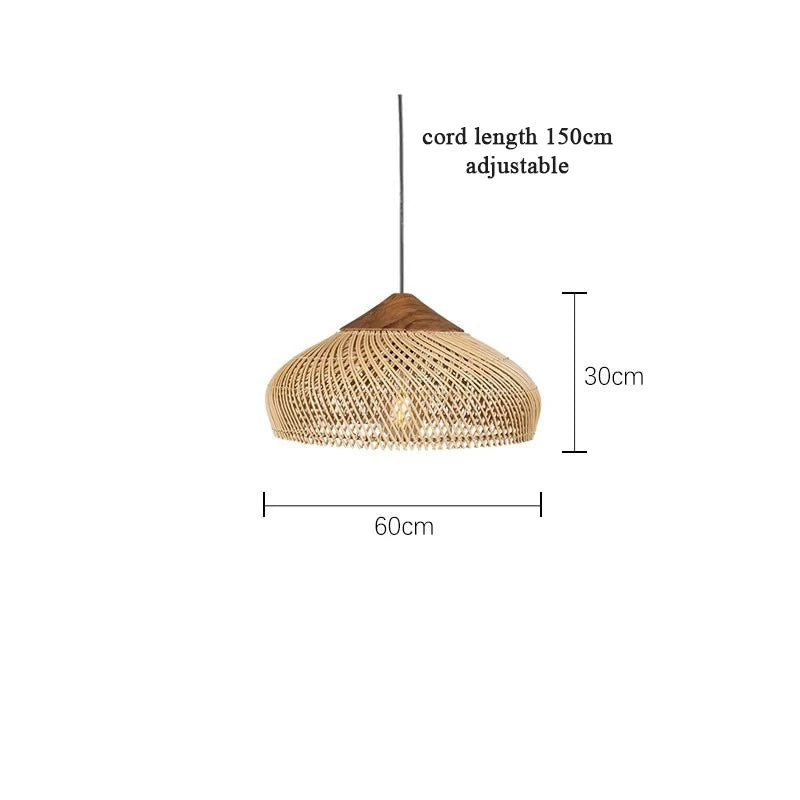 Rattan Függesztő Lámpa – Japán Stílusú Vintage LED E27