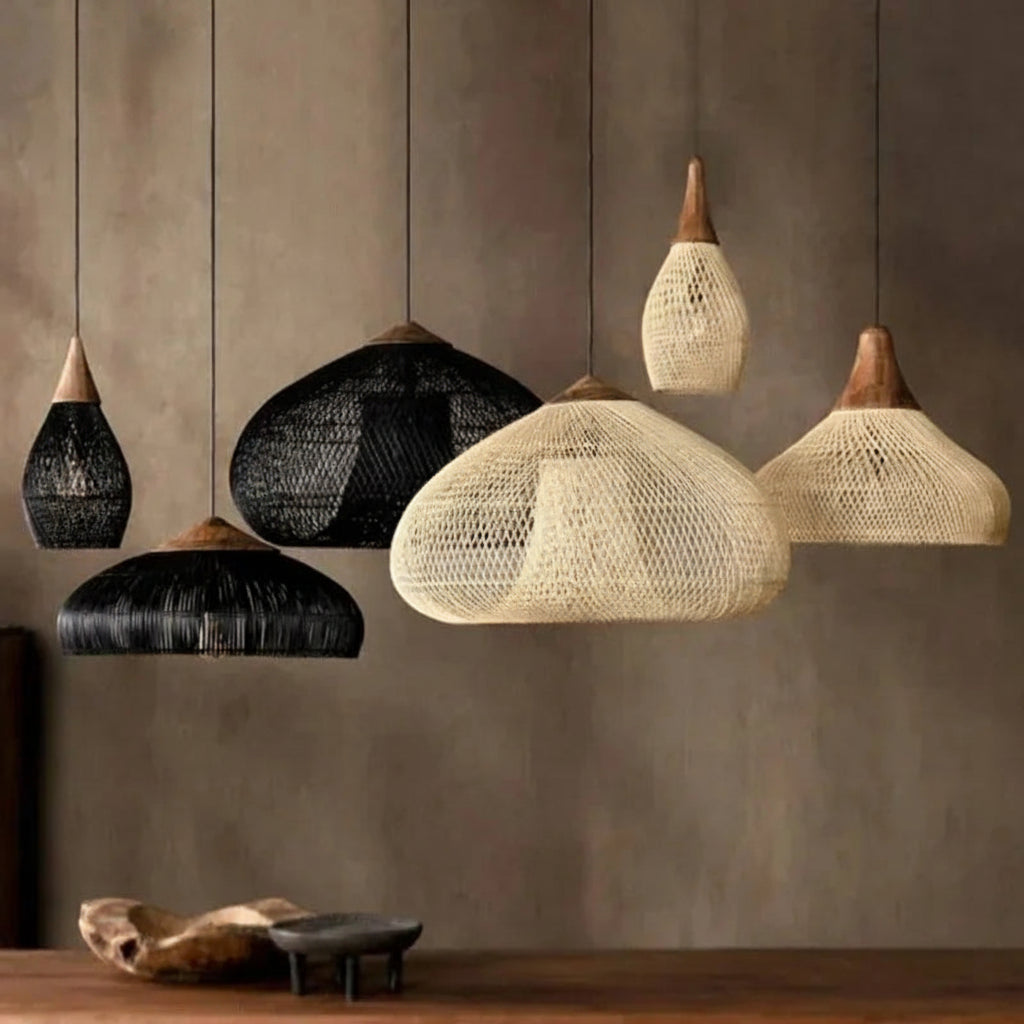 Rattan Függesztő Lámpa – Japán Stílusú Vintage LED E27