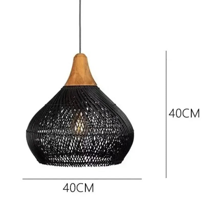 Nagy Rattan Kosár Csillár – Kézzel Font Boho Függő Lámpa Konyhába