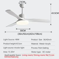 Modern DC Mennyezeti Ventilátor Lámpával – Erős Légmozgás, Távirányítóval