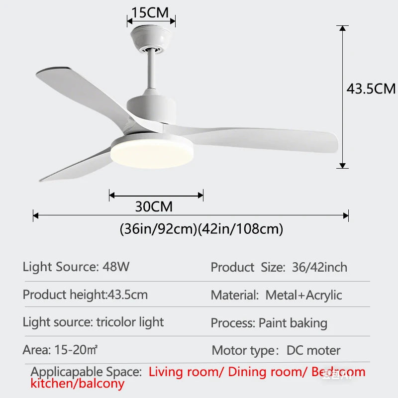 Modern DC Mennyezeti Ventilátor Lámpával – Erős Légmozgás, Távirányítóval