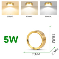 Arany LED Downlight Spotlámpa – Vékony Felületre Szerelt, Háromszinű, 5–25W