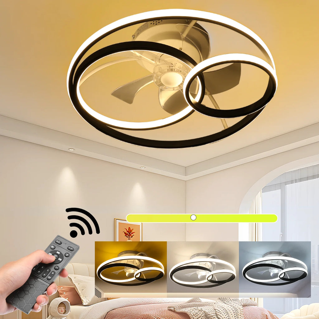 Kerek Mennyezeti Ventilátor LED Lámpával – 50W, Ø50cm, Dimmelhető Távirányítóval