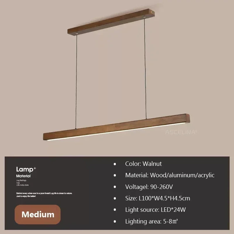 Fa Rúd LED Csillár – Étkezőasztal Függő Lámpa 80–120 cm