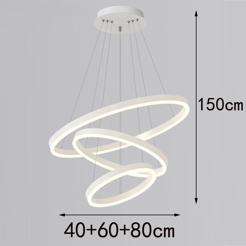 Többgyűrűs Modern LED Függesztő Csillár – 4–5 Gyűrű Nappaliba