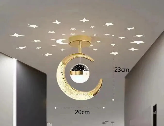 Hold Csillag LED Mennyezeti Lámpa – Arany Fekete Loft Design
