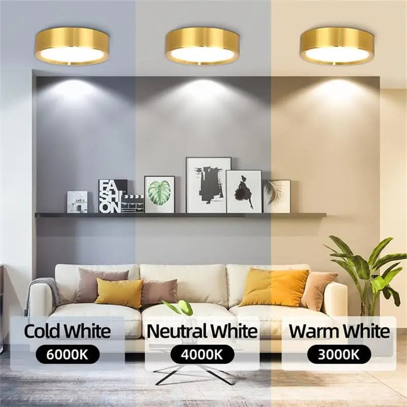 Arany LED Downlight Spotlámpa – Vékony Felületre Szerelt, Háromszinű, 5–25W