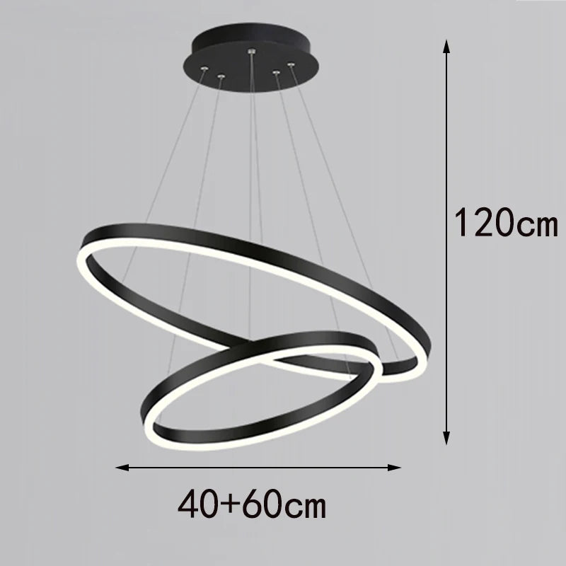Többgyűrűs Modern LED Függesztő Csillár – 4–5 Gyűrű Nappaliba