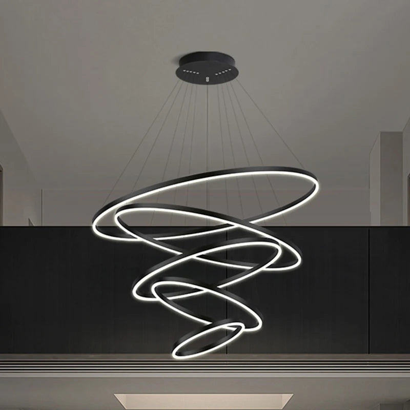 Többgyűrűs Modern LED Függesztő Csillár – 4–5 Gyűrű Nappaliba