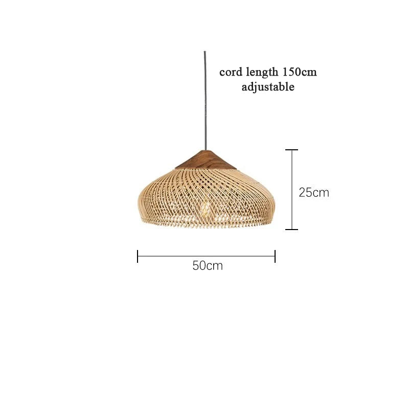 Rattan Függesztő Lámpa – Japán Stílusú Vintage LED E27
