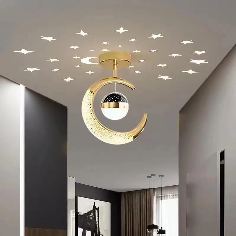 Hold Csillag LED Mennyezeti Lámpa – Arany Fekete Loft Design