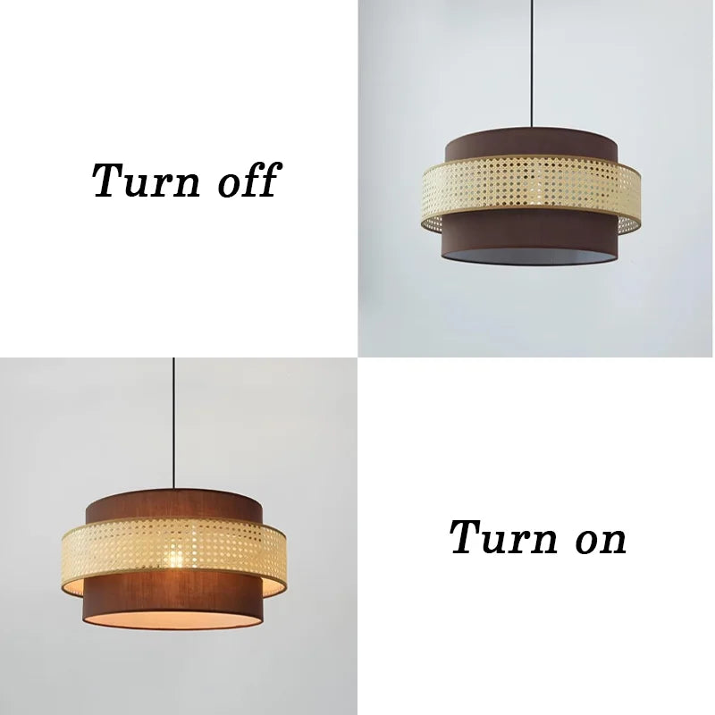 Vintage Rattan Fonott Függő Lámpa – Meleg Fehér LED Nappaliba és Étkezőbe