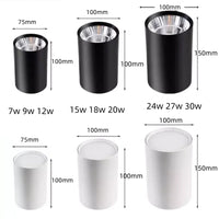 Dimmelhető COB LED Downlight – Mennyezeti Spotlámpa Fehér/Fekete, 7–30W