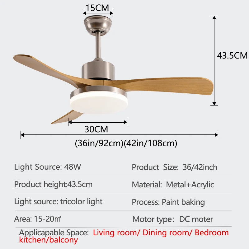 Modern DC Mennyezeti Ventilátor Lámpával – Erős Légmozgás, Távirányítóval