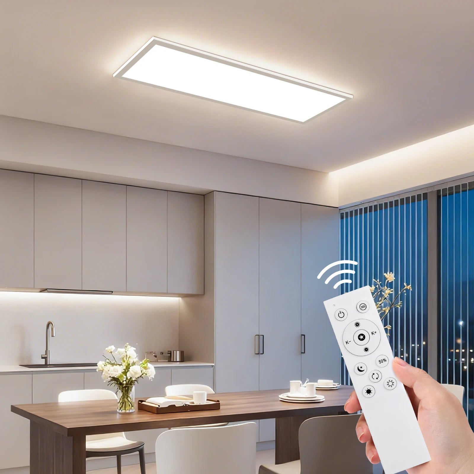 LED Flat Panel Mennyezeti Lámpa – 24W Távirányítós Dimmer, 2400 lm, Nappaliba és Hálószobába